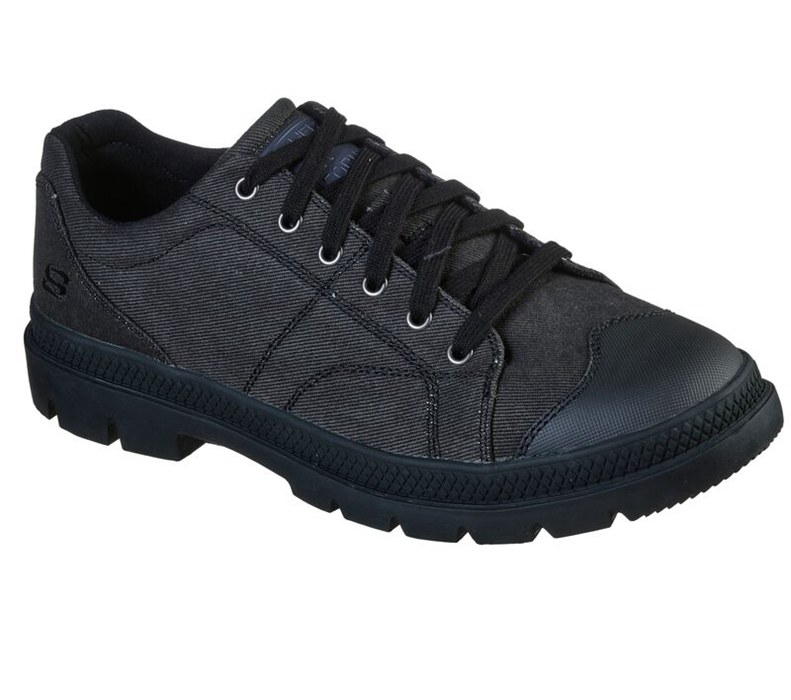 Skechers Herr Svarta Snörskor - Relaxed Fit: Roadout - Pelson - Sverige (WVPMC-8713)